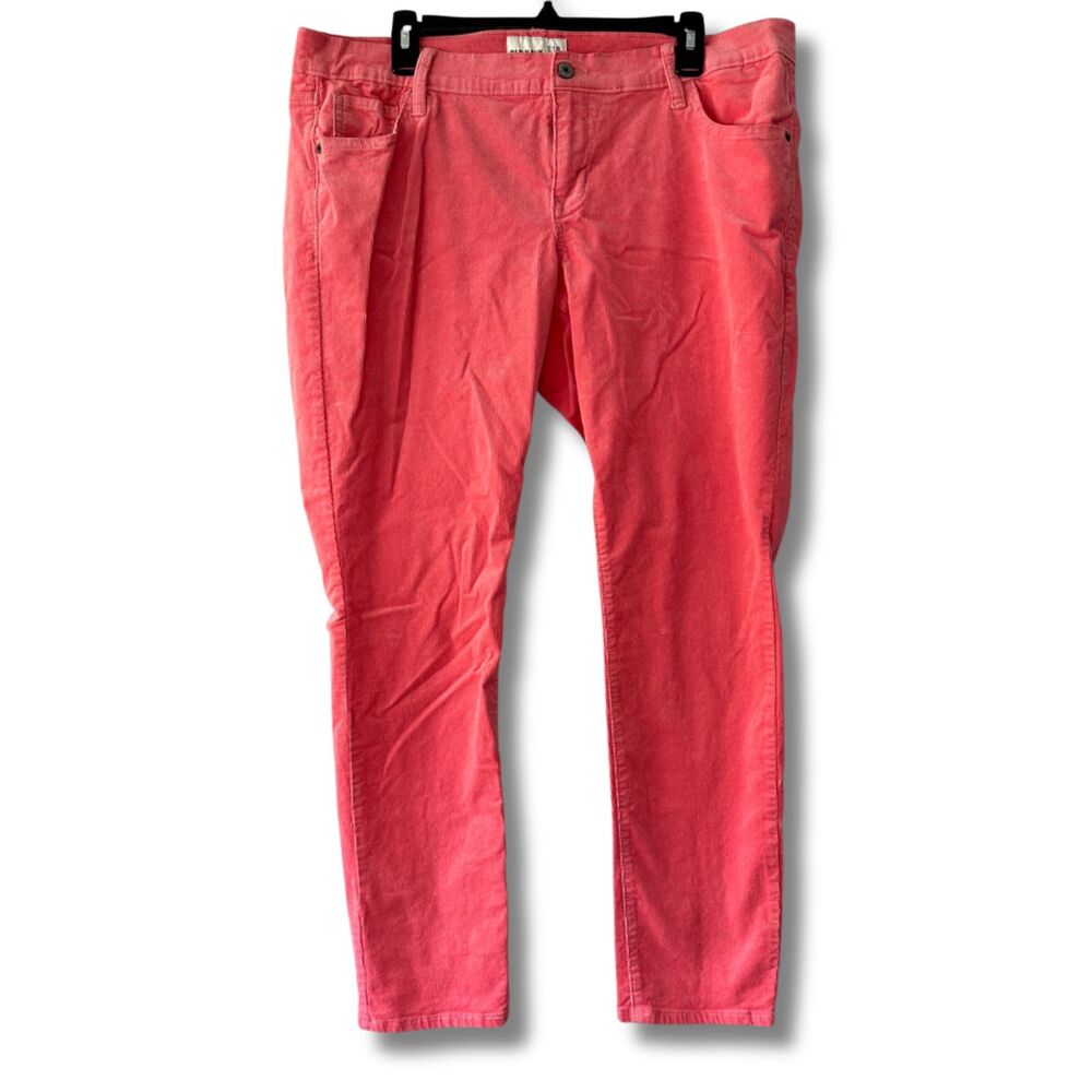 Y2K Old Navy Corduroy Pants Womens 18 Coral Pink Rockstar Skinny Jeans Hipster